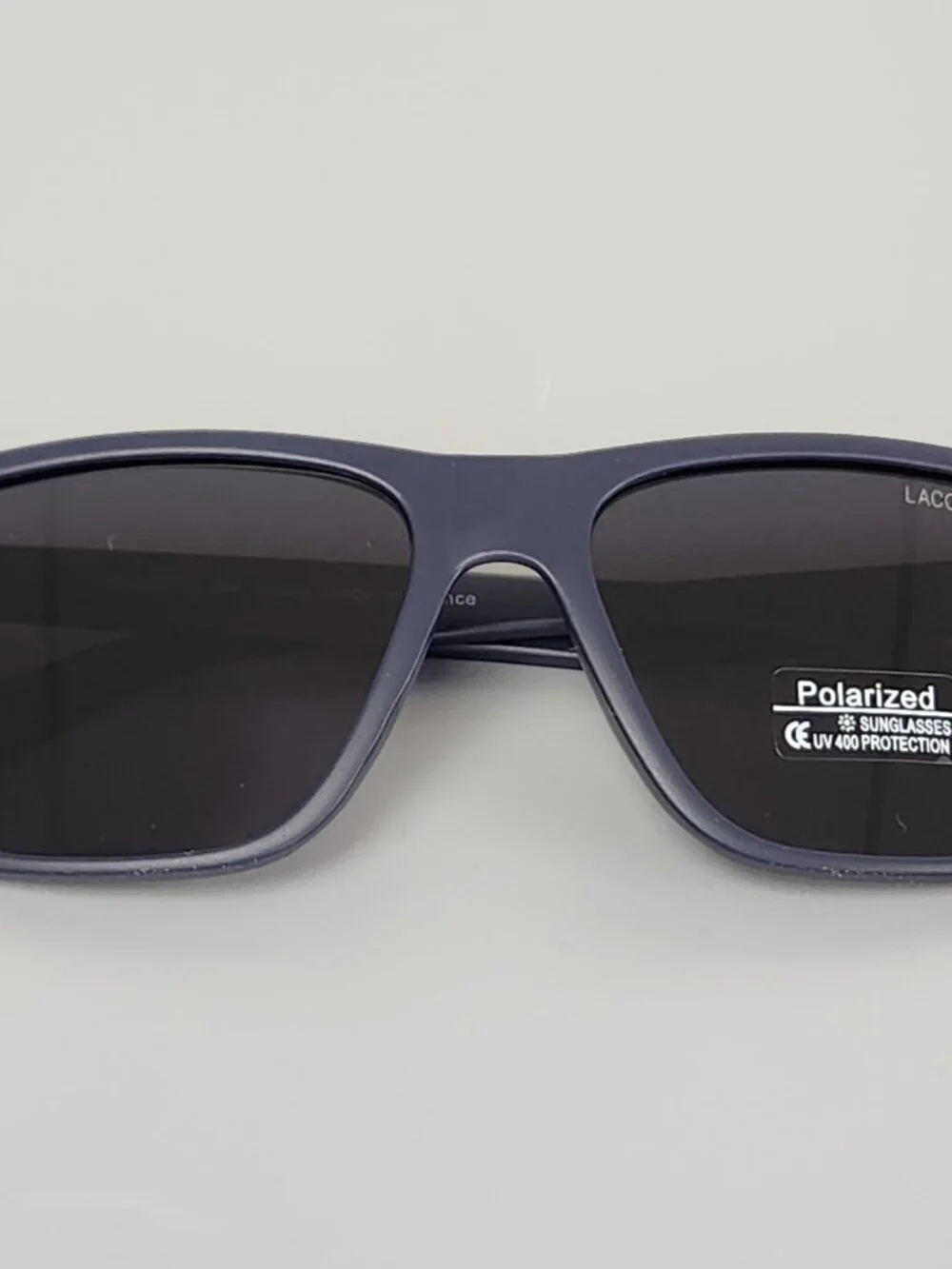 Lacoste Polarized Wayfarer Sunglasses Matte Navy Frame Dark Smoke Lens